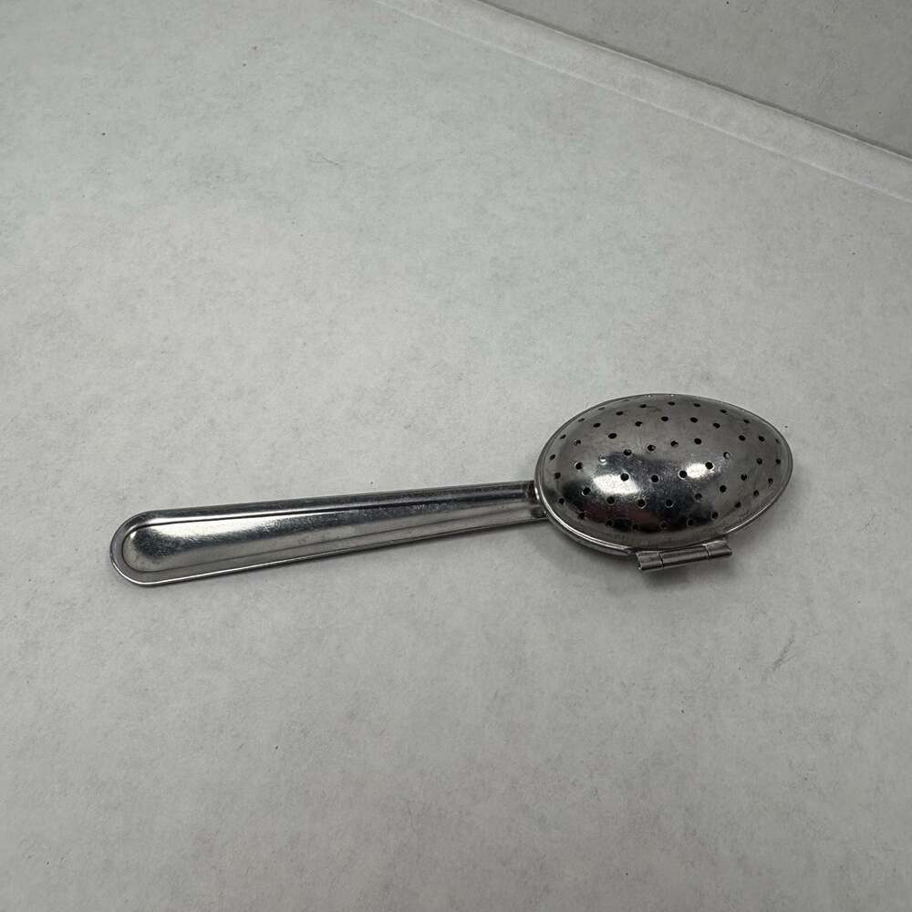Vintage Stainless Steel Hinged Tea Infuser Strainer Spoon